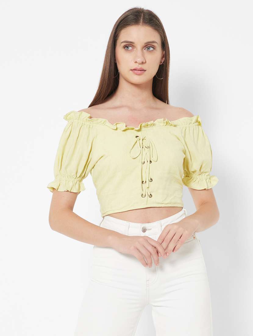 boat neck solid crop top 