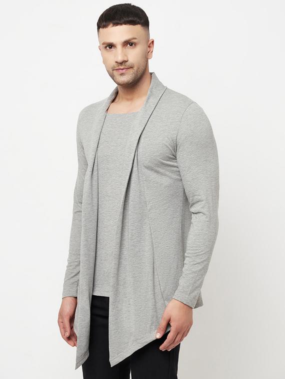 grey solid cardigan - 18445308 -  Standard Image - 1