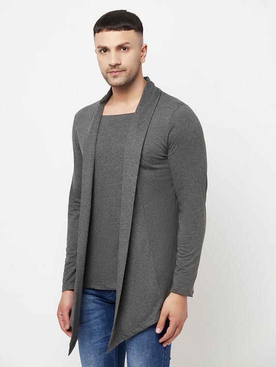 grey solid cardigan - 18445309 -  Standard Image - 1