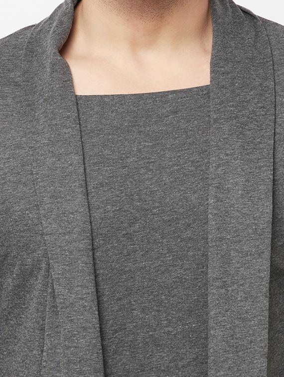 grey solid cardigan - 18445309 - Standard Image - 4