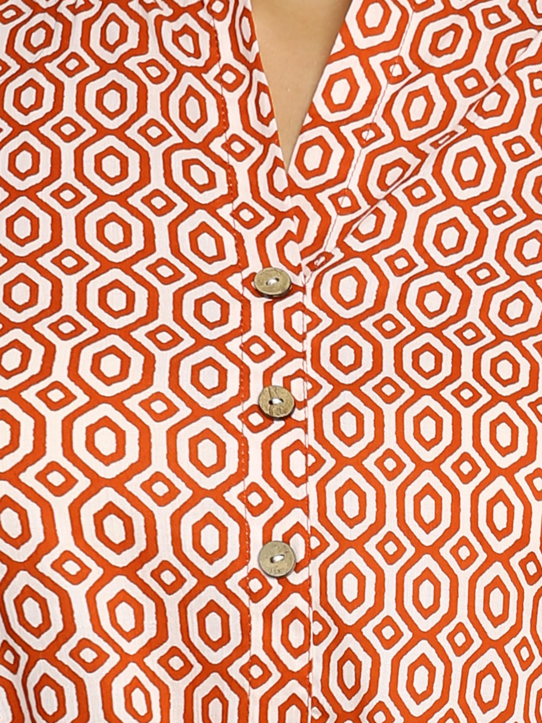 ethnic orange kurta with pant set - 18445344 - Standard Image - 4
