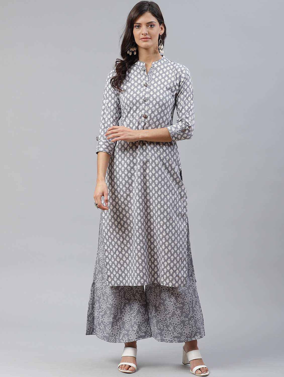 bandhani printed kurta palazzo set