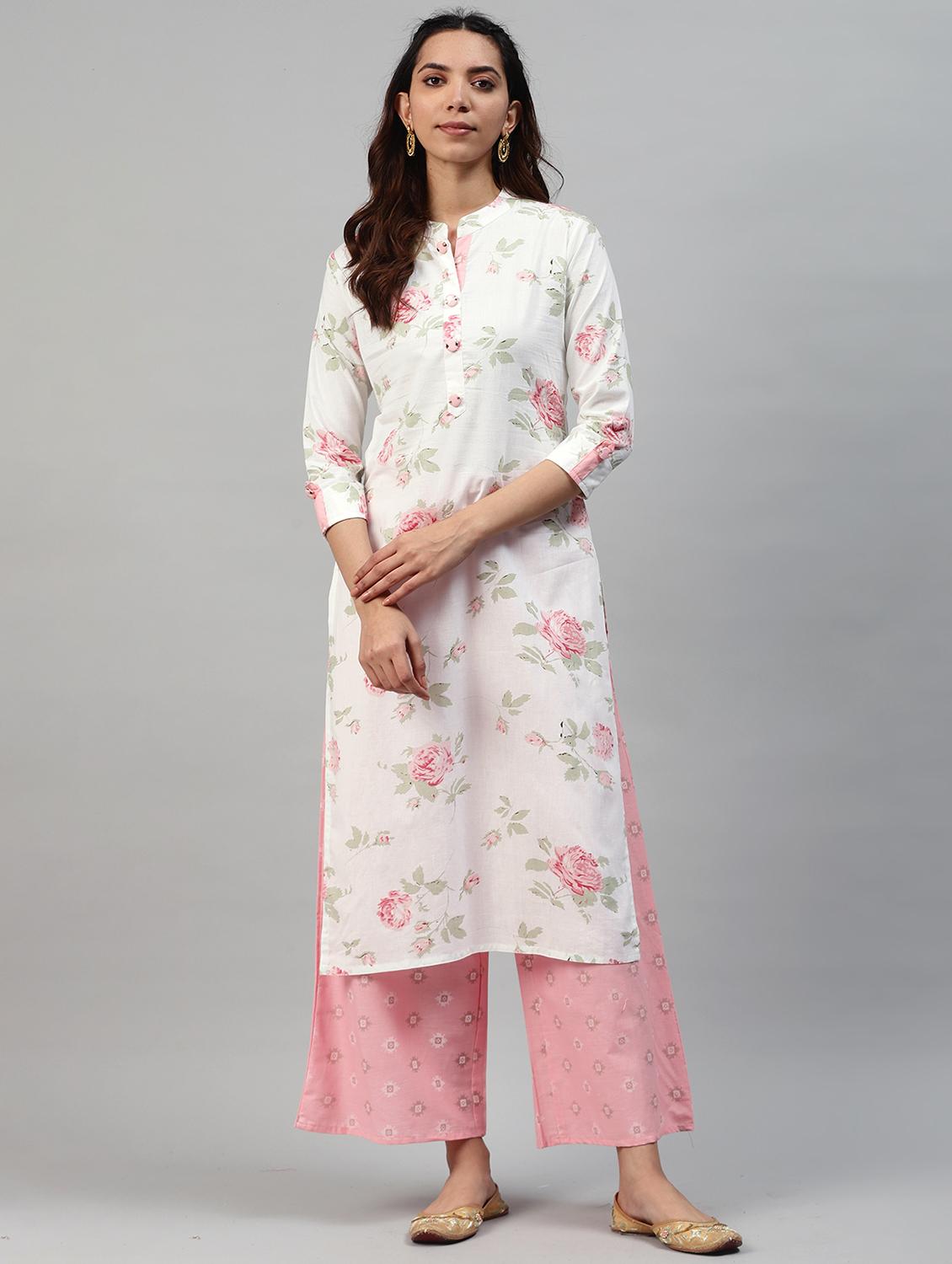 floral printed kurta palazzo set - 18445397 - Zoom Image - 0