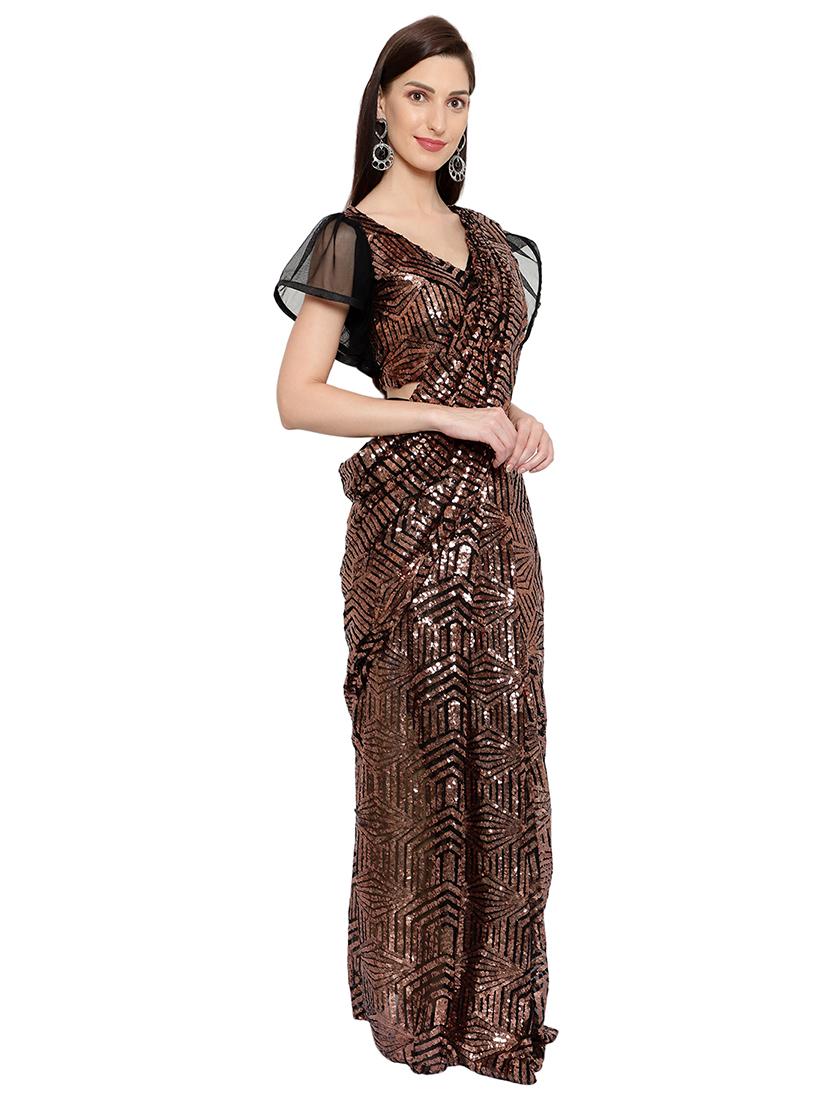 all over sequin detailed saree with blouse - 18445562 -  Standard Image - 1