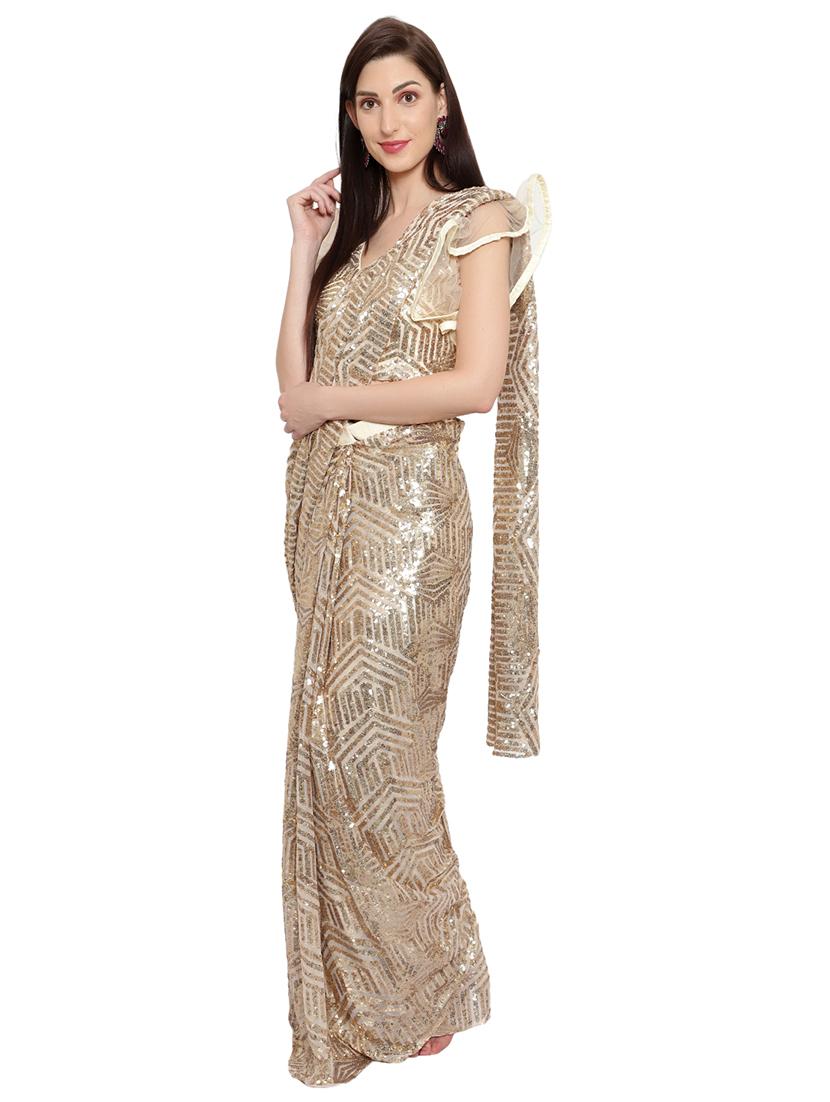 all over sequin draped saree - 18445564 -  Standard Image - 1