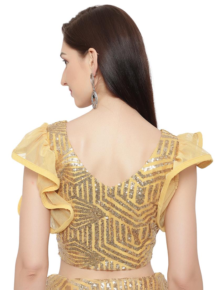 all over sequin draped saree with blouse - 18445565 - Standard Image - 4
