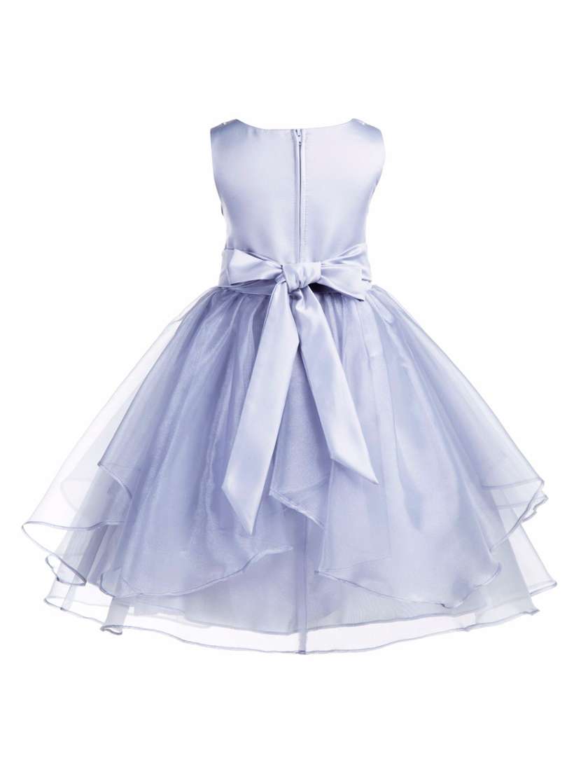 girls grey solid layered party gown - 18445726 -  Standard Image - 1