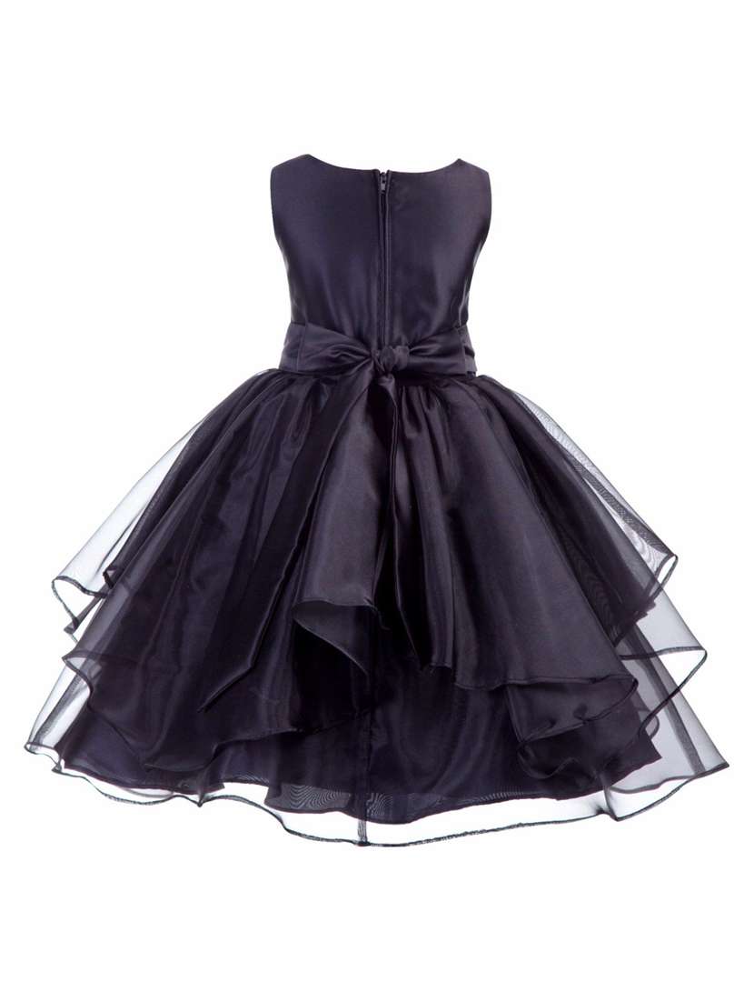 girls black solid layered party gown - 18445728 -  Standard Image - 1