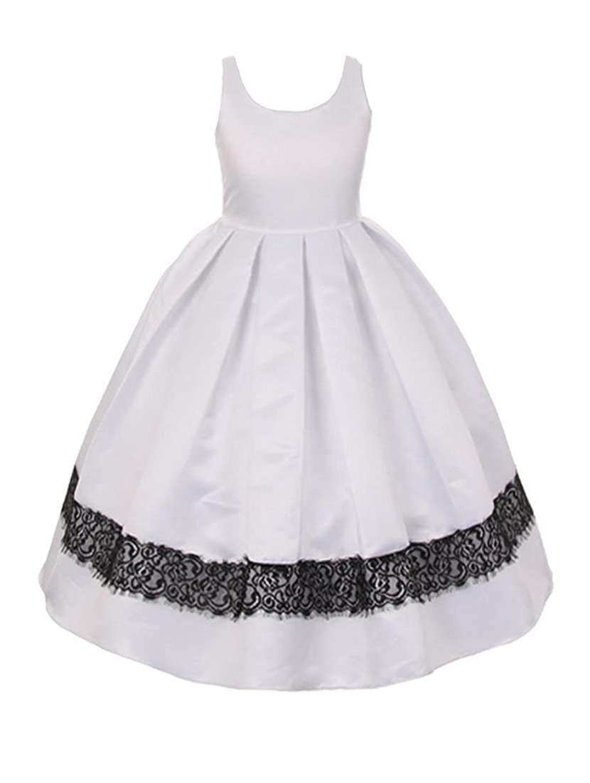 girls white lace detailed solid pleated party gown - 18445751 -  Standard Image - 1