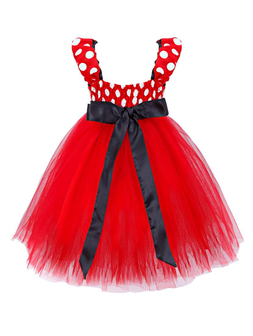girls red polka dots layered party gown - 18445762 -  Standard Image - 1