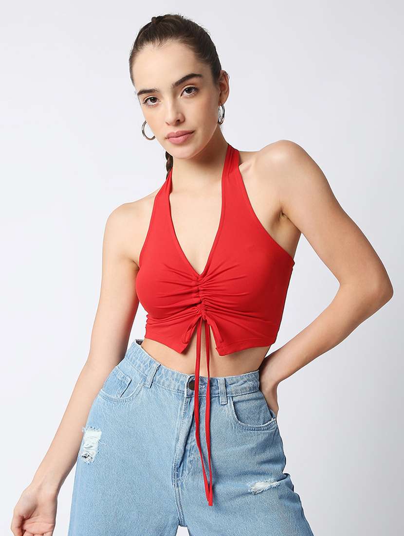 women's crop halter neck top