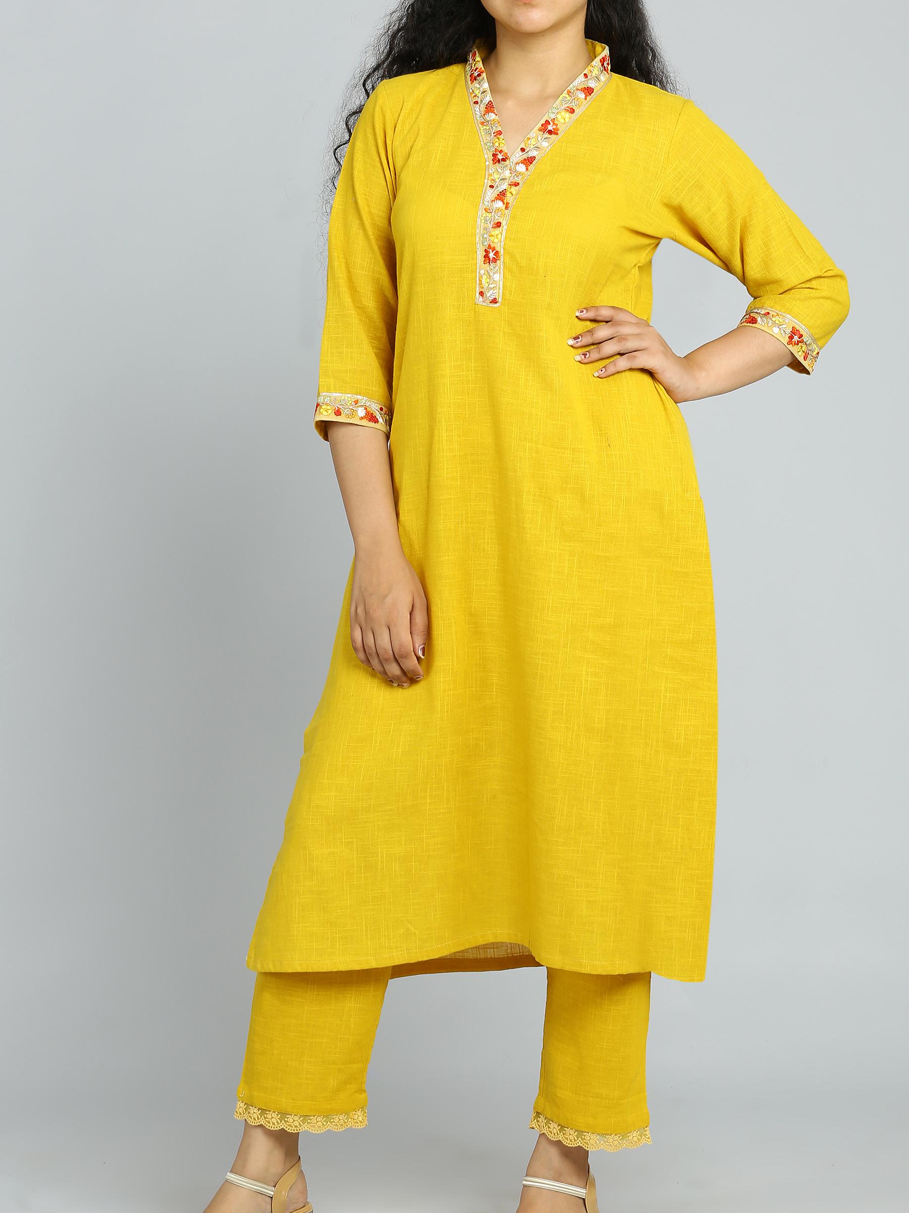 solid ethnic yellow dupatta bottom set - 18446237 - Standard Image - 1