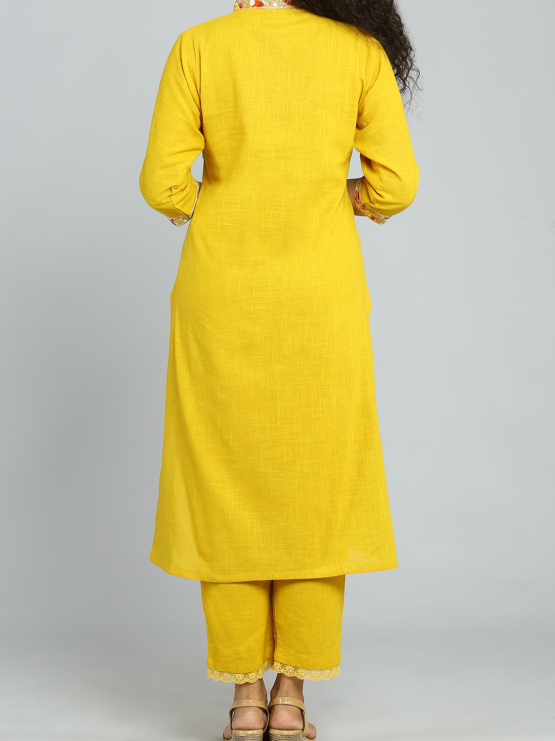 solid ethnic yellow dupatta bottom set - 18446237 - Standard Image - 4