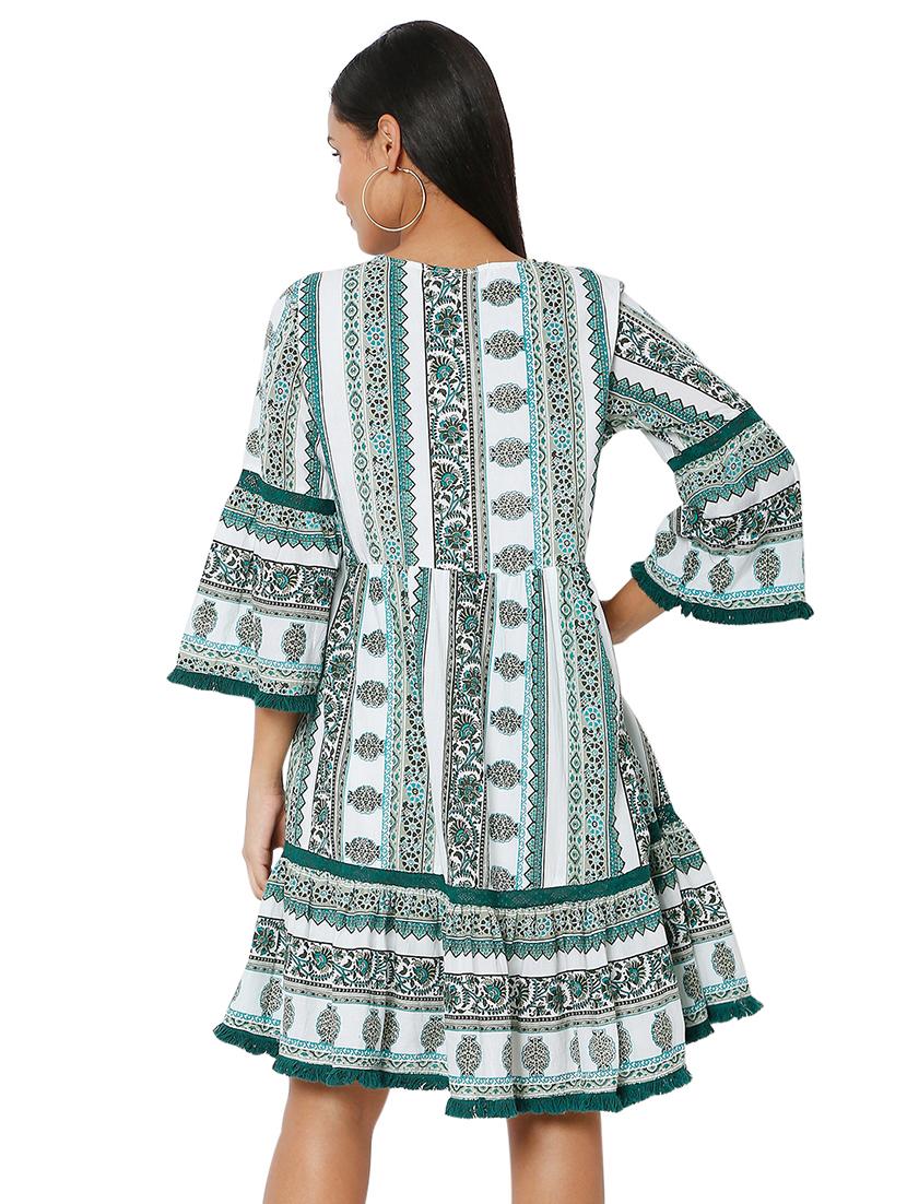 women's tiered dress block print dress - 18446828 - Standard Image - 1