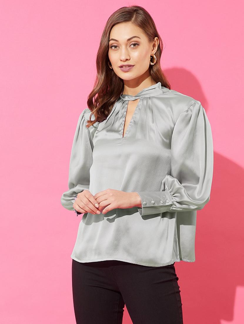 women's a line key hole neck top - 18446894 -  Zoom Image - 0