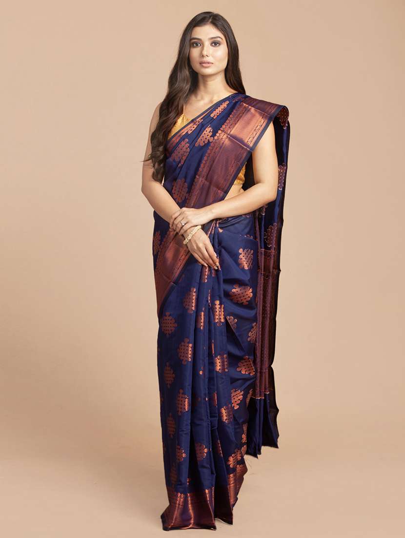 self design zari work woven saree  with blouse