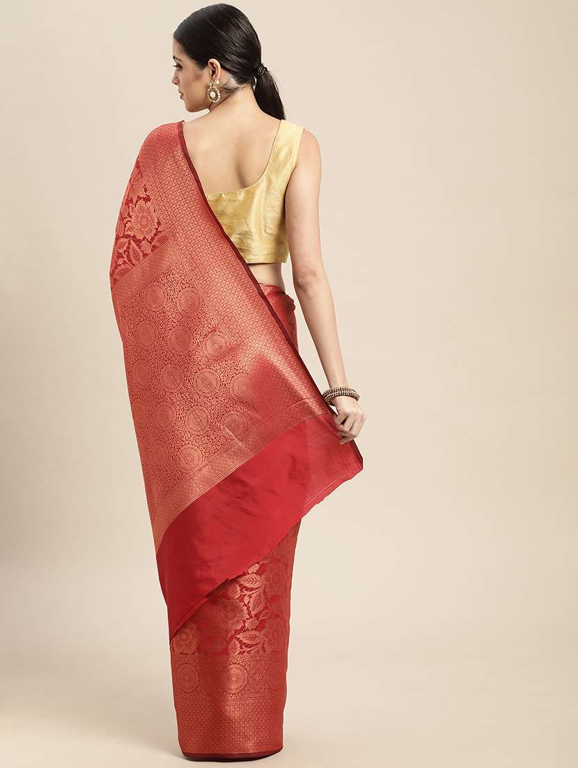 self design zari work woven saree with blouse - 18447300 - Standard Image - 1