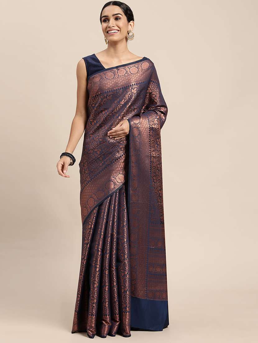 self design zari work woven saree  with blouse