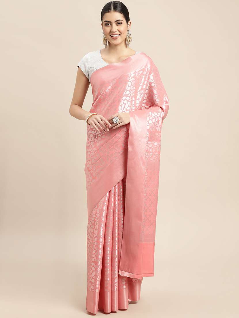 self design zari work woven saree with blouse