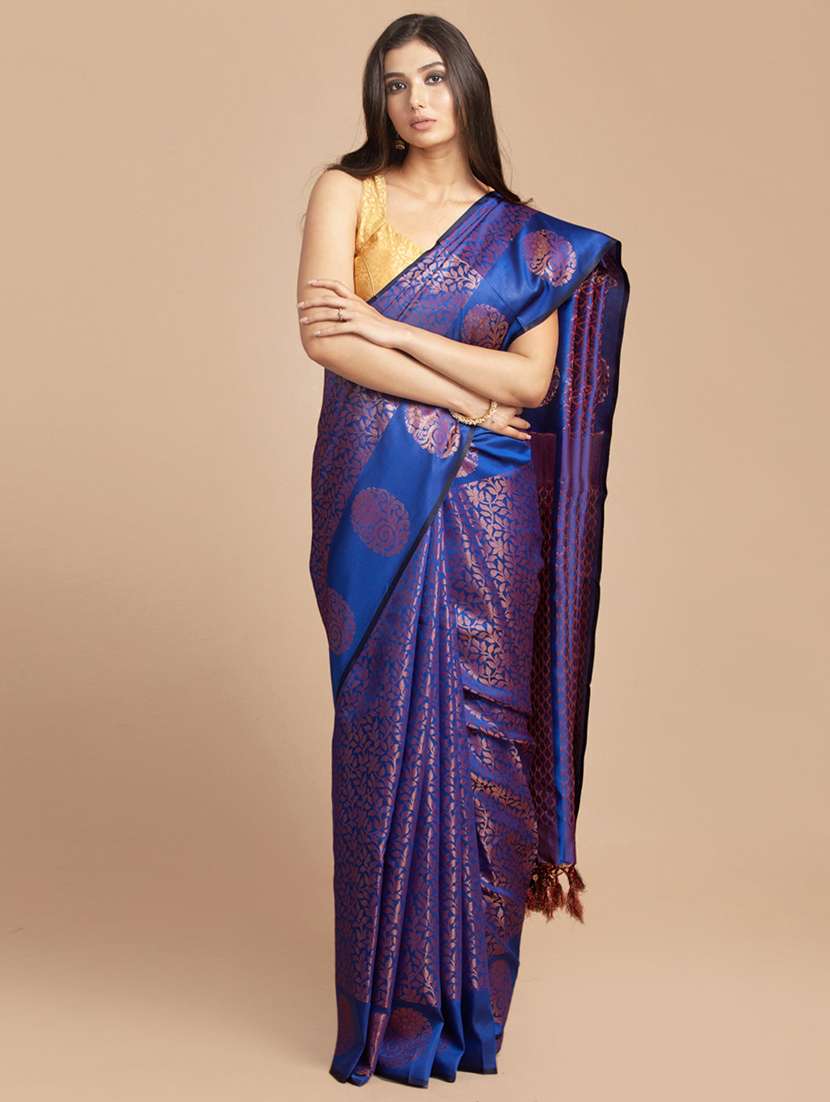 self design zari work woven saree