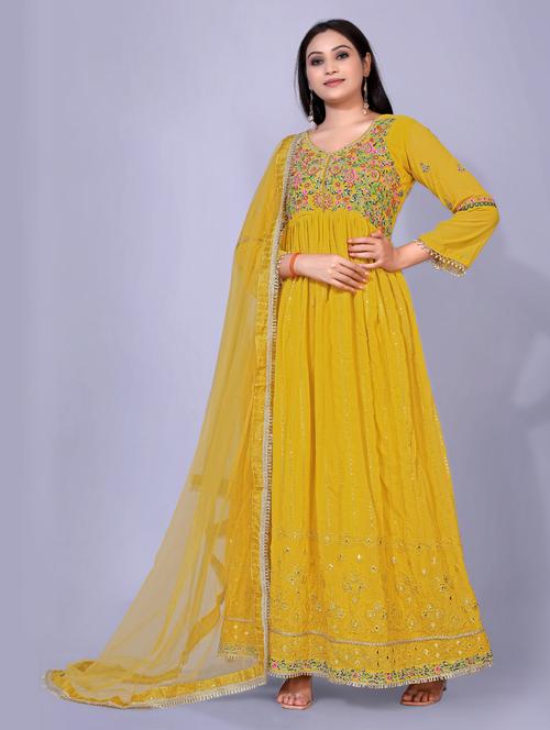 embroidered kurta dupatta set - 18447426 -  Standard Image - 0