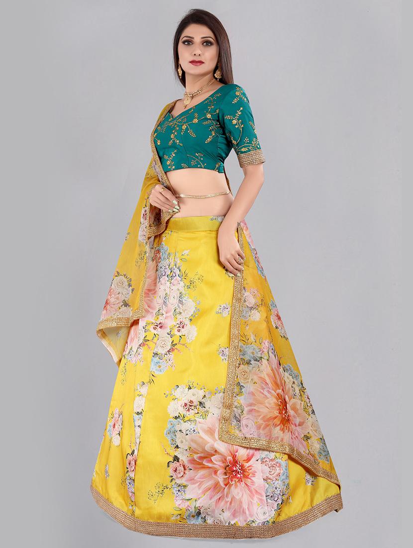digital floral semi- stitched lehenga with dupatta - 18447917 - Standard Image - 1