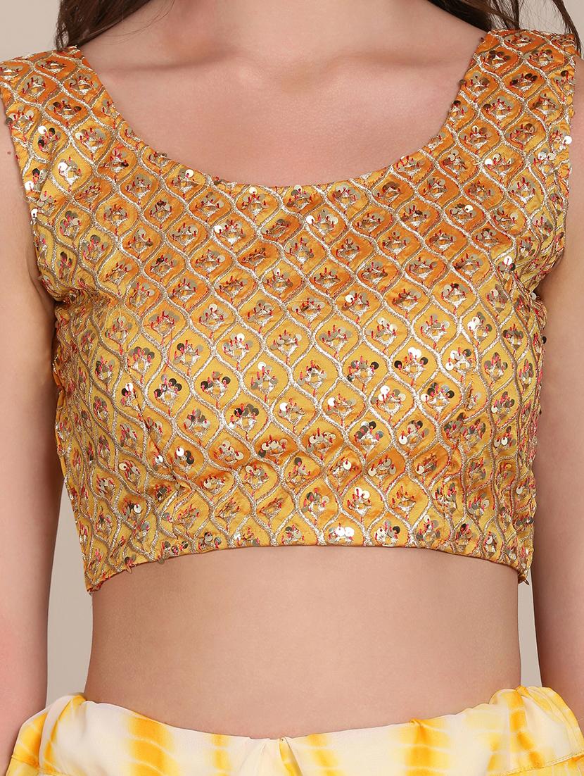 shibori tiered semi- stitched lehenga with dupatta - 18447922 - Standard Image - 4
