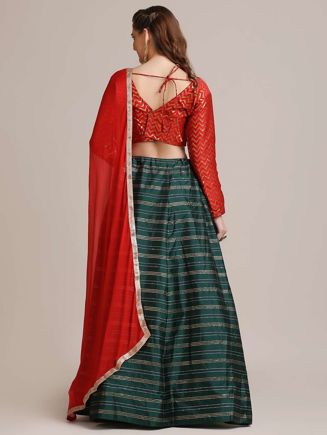 Bottle Green Flared Lehenga