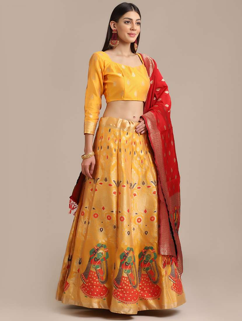 brocade flared lehenga with dupatta - 18447971 -  Standard Image - 1