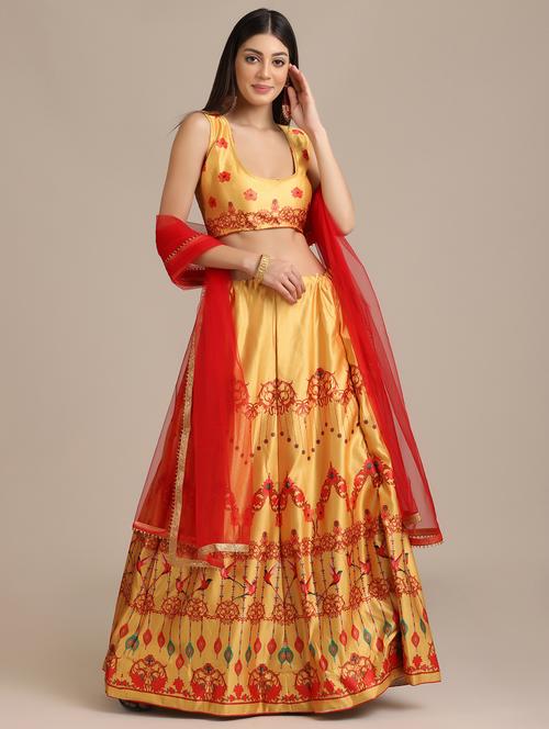 floral flared lehenga with dupatta - 18447988 - Standard Image - 0