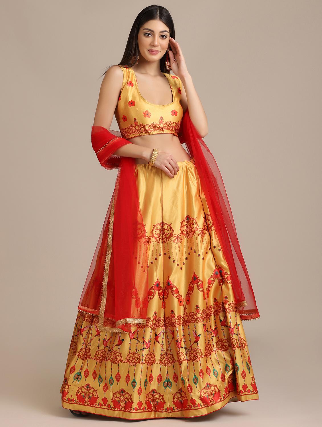 floral flared lehenga with dupatta - 18447988 - Zoom Image - 0