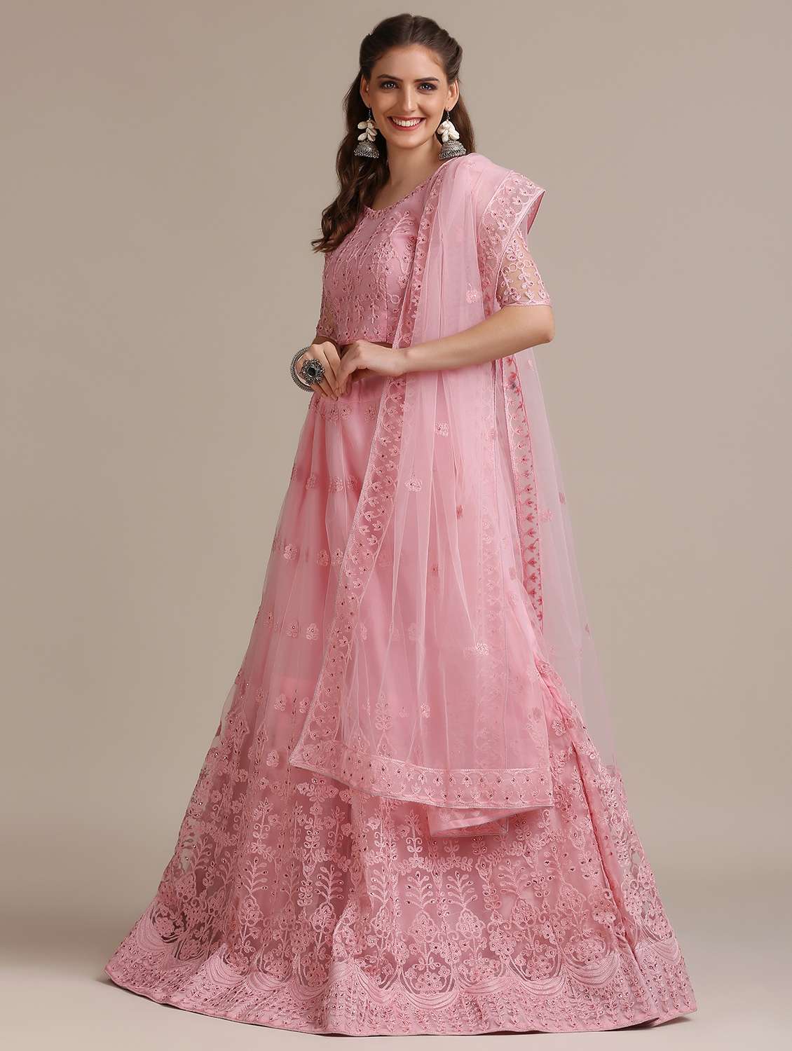 Tonal Embroidered Flared Lehenga