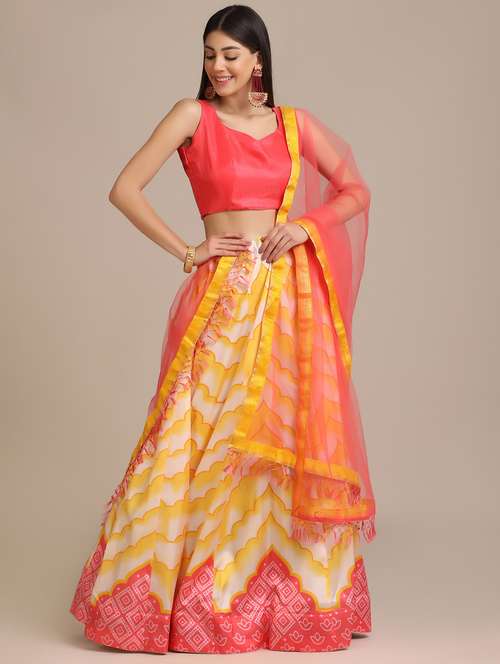 chevron flared lehenga with dupatta - 18448003 - Standard Image - 0