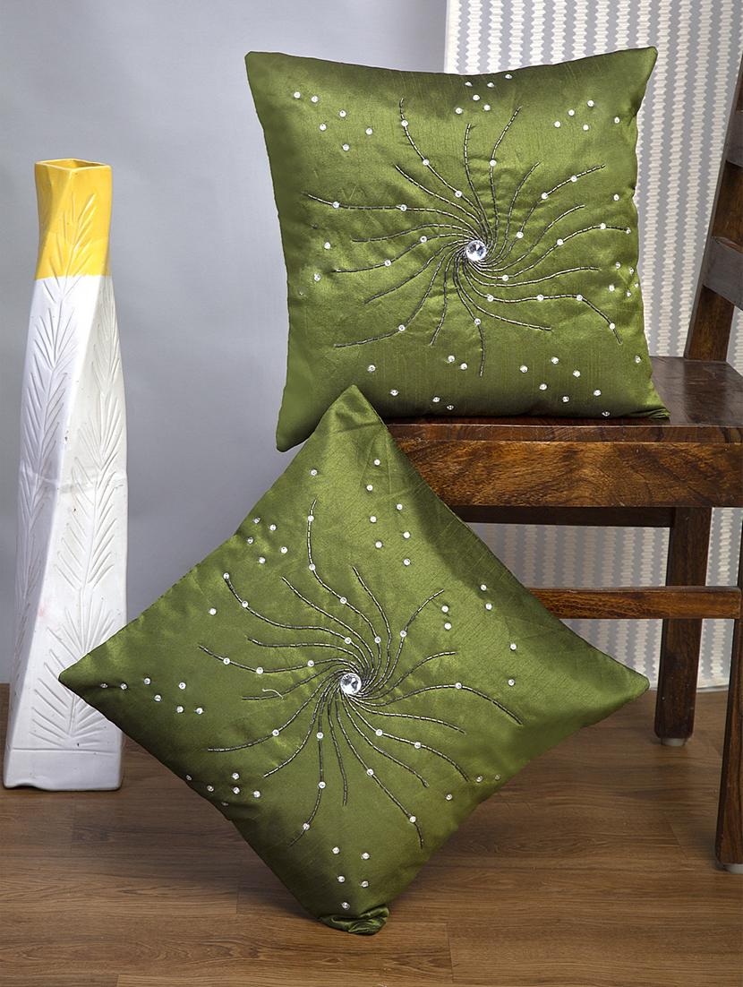 alina decor set of 2 embllished cushion covers 16 x 16 inch