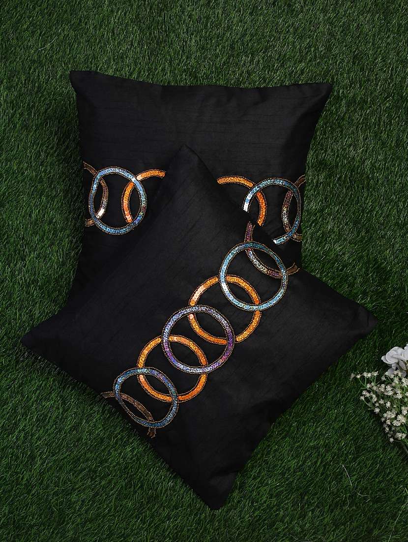 alina decor set of 2 embllished cushion covers 16 x 16 inch