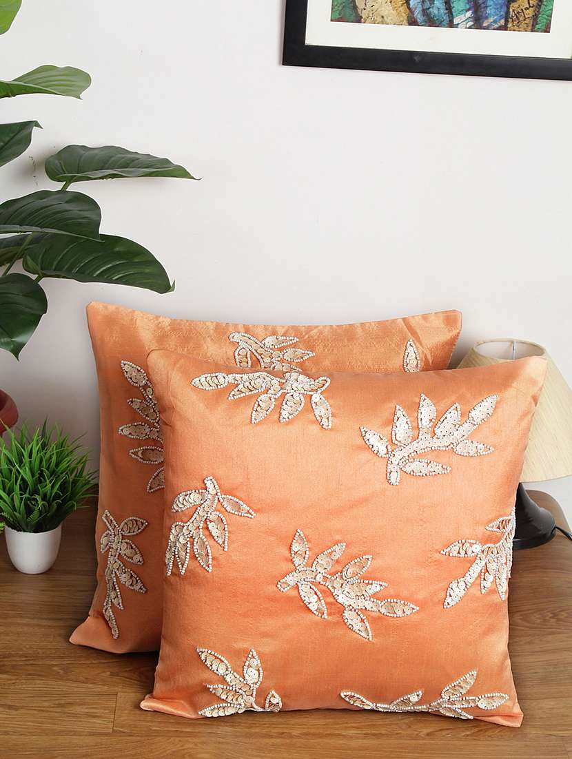 alina decor set of 2 embllished cushion covers 16 x 16 inch