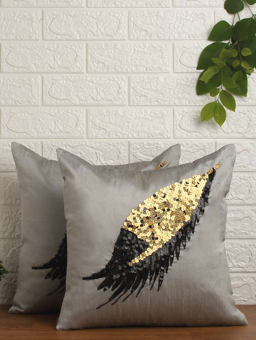 alina decor set of 2 embllished cushion covers 16 x 16 inch