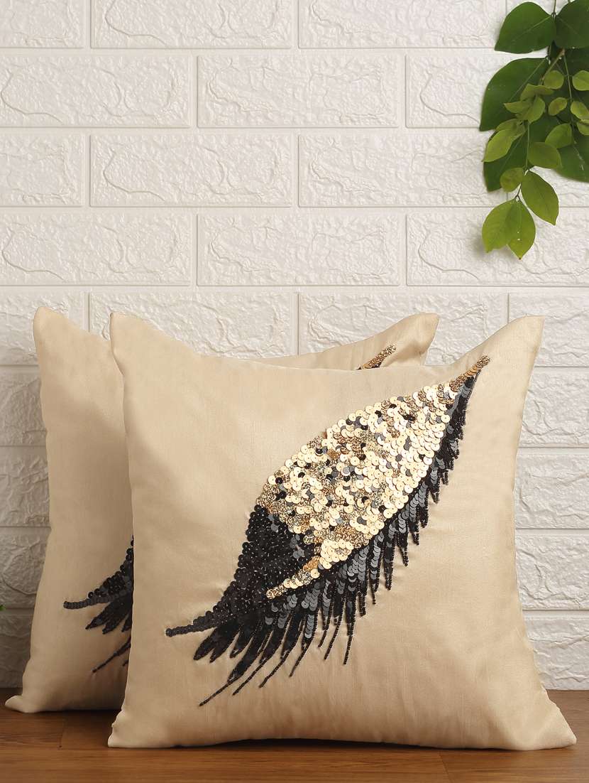 alina decor set of 2 embllished cushion covers 16 x 16 inch