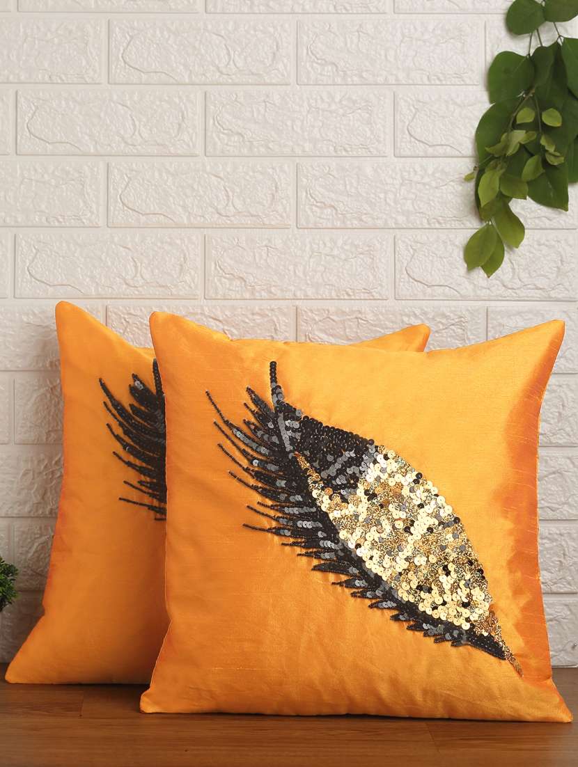 alina decor set of 2 embllished cushion covers 16 x 16 inch