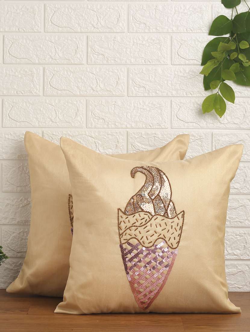 alina decor set of 2 embllished cushion covers 16 x 16 inch