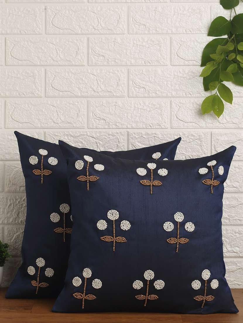 alina decor set of 2 embllished cushion covers 16 x 16 inch
