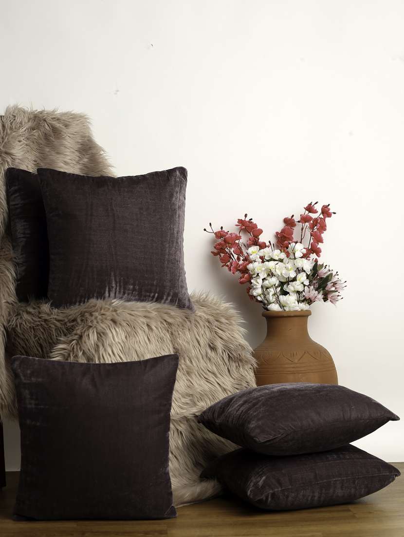 alina decor set of 5 velvet cushion covers 16 x 16 inch