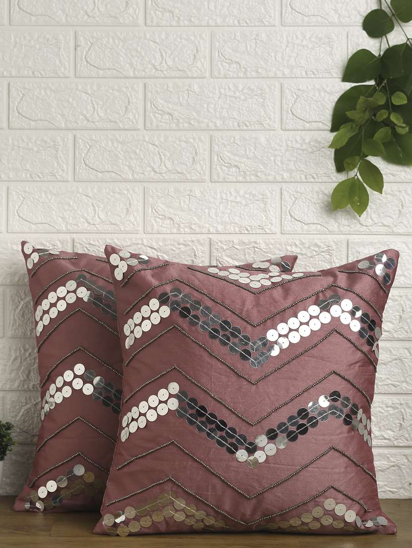 alina decor set of 2 embllished cushion covers 16 x 16 inch