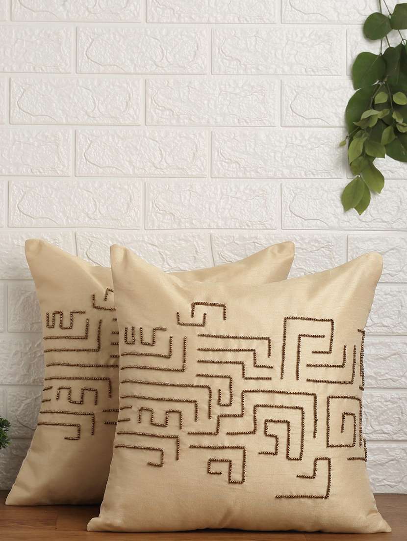 alina decor set of 2 embllished cushion covers 16 x 16 inch