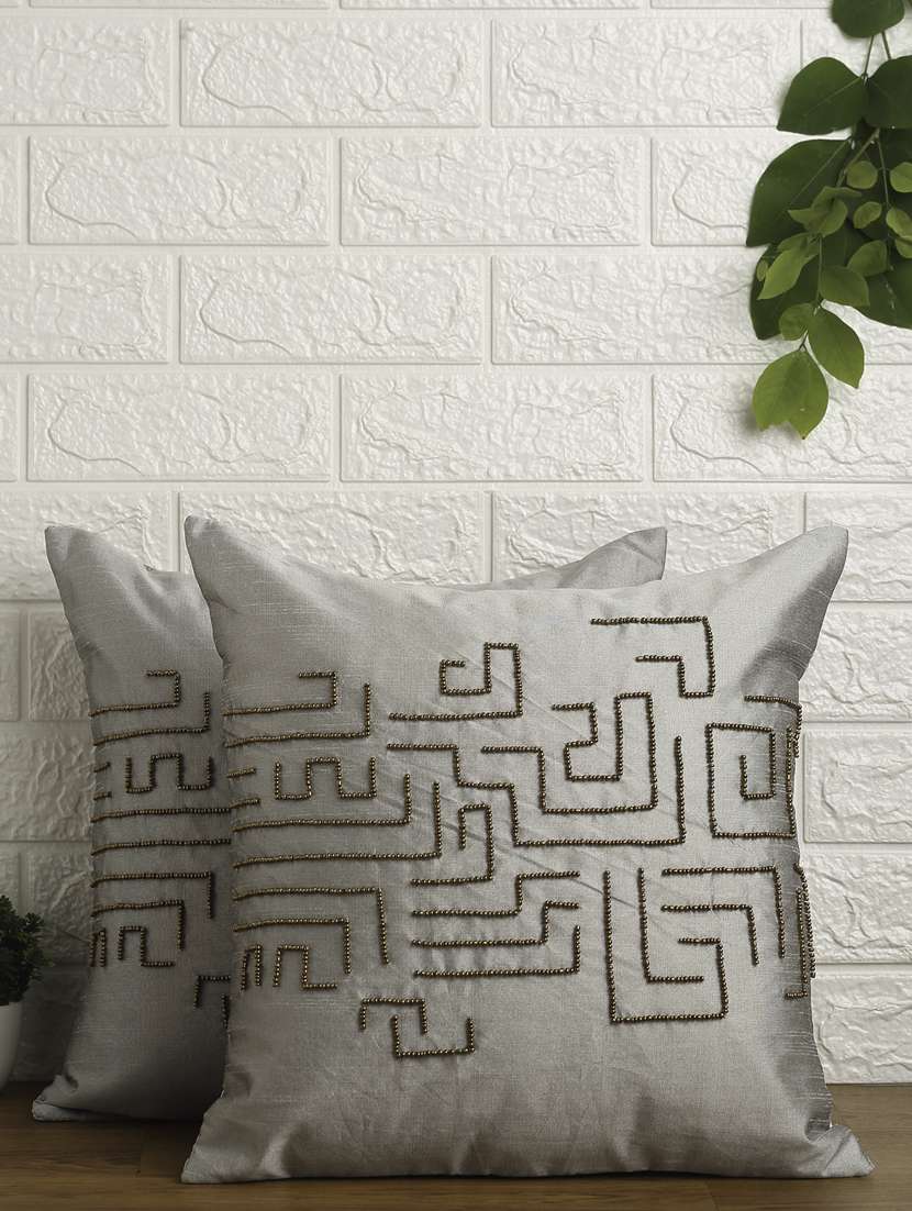 alina decor set of 2 embllished cushion covers 16 x 16 inch
