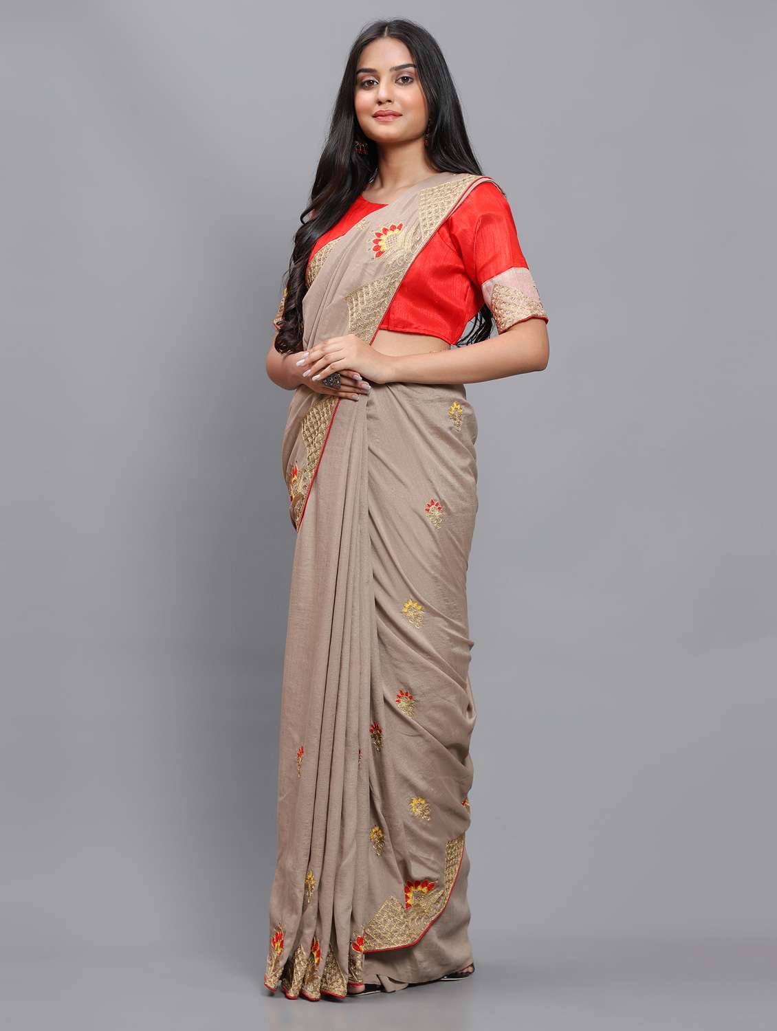women's embroidered saree with blouse - 18448509 -  Standard Image - 1