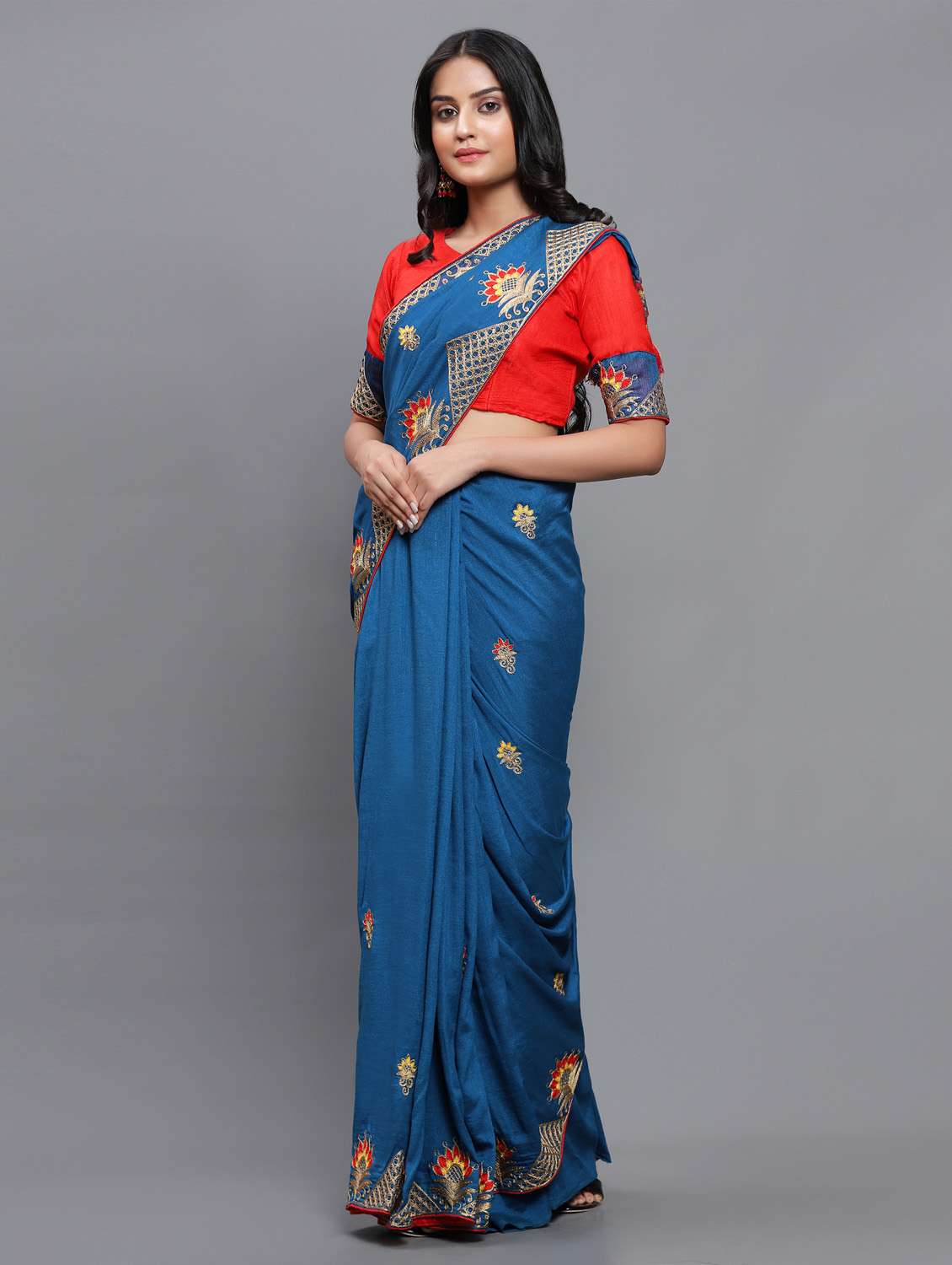 women's embroidered saree with blouse - 18448511 -  Standard Image - 1