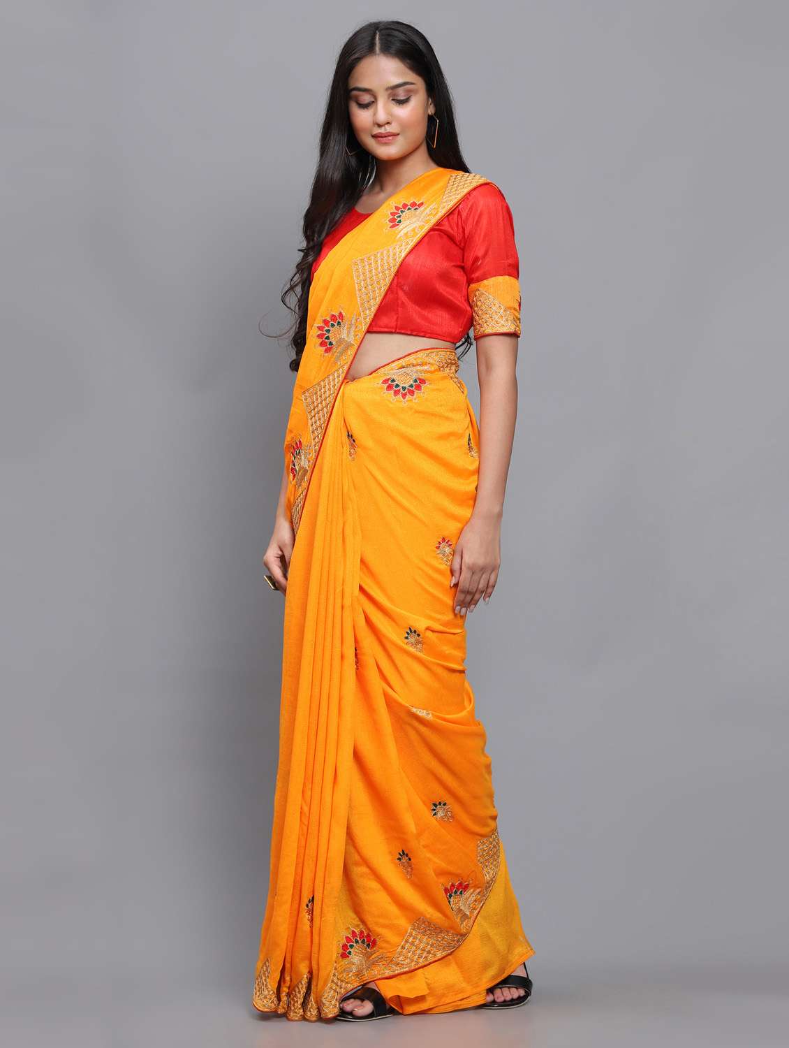 women's embroidered saree with blouse - 18448512 -  Standard Image - 1