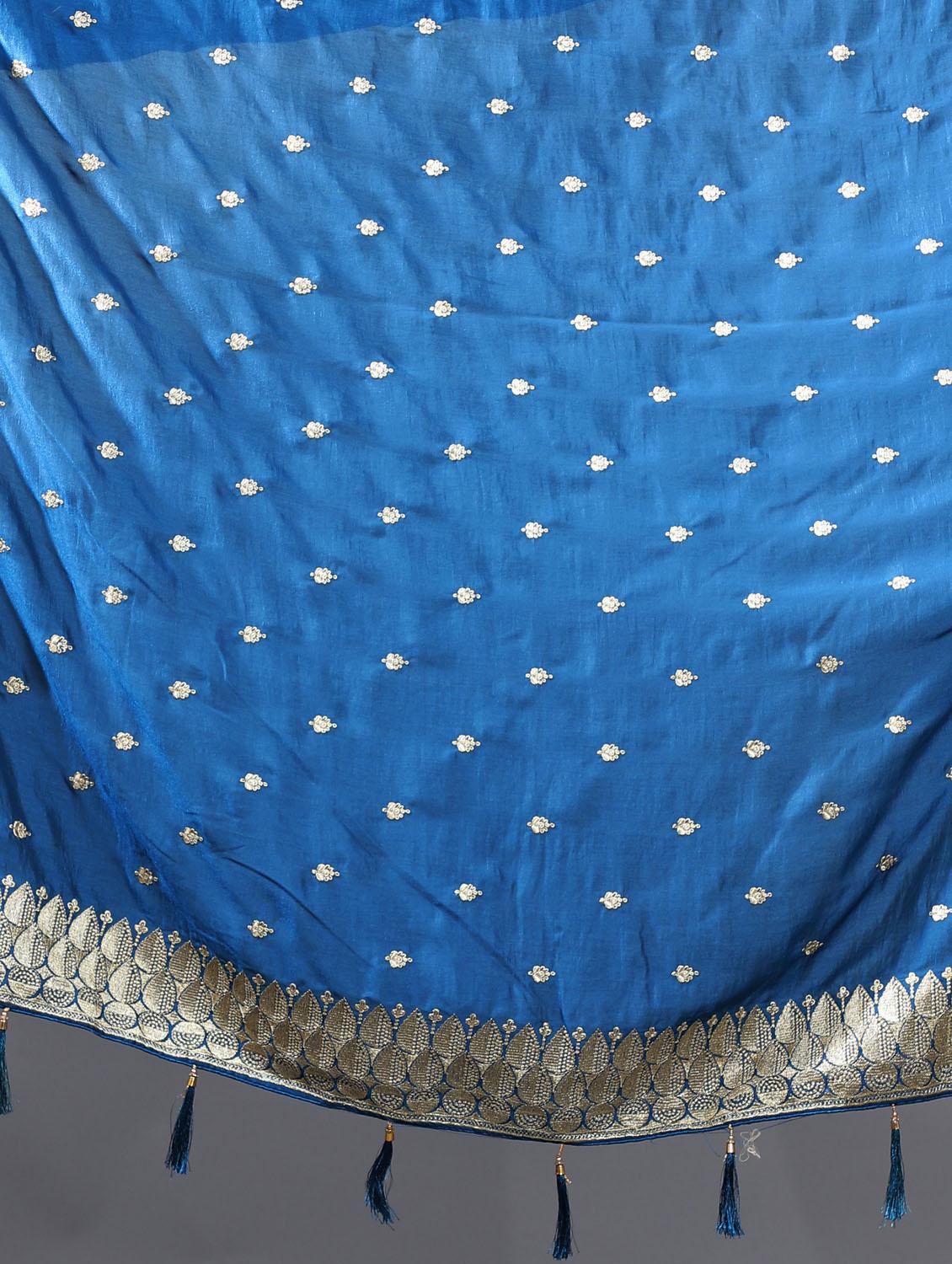 zari work embroidered saree with blouse - 18448520 - Standard Image - 4