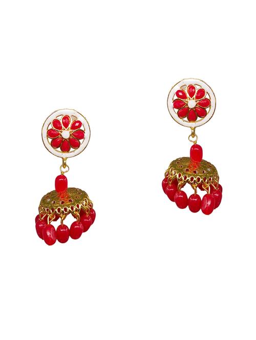 red gold plated jhumka earring - 18448605 -  Standard Image - 0